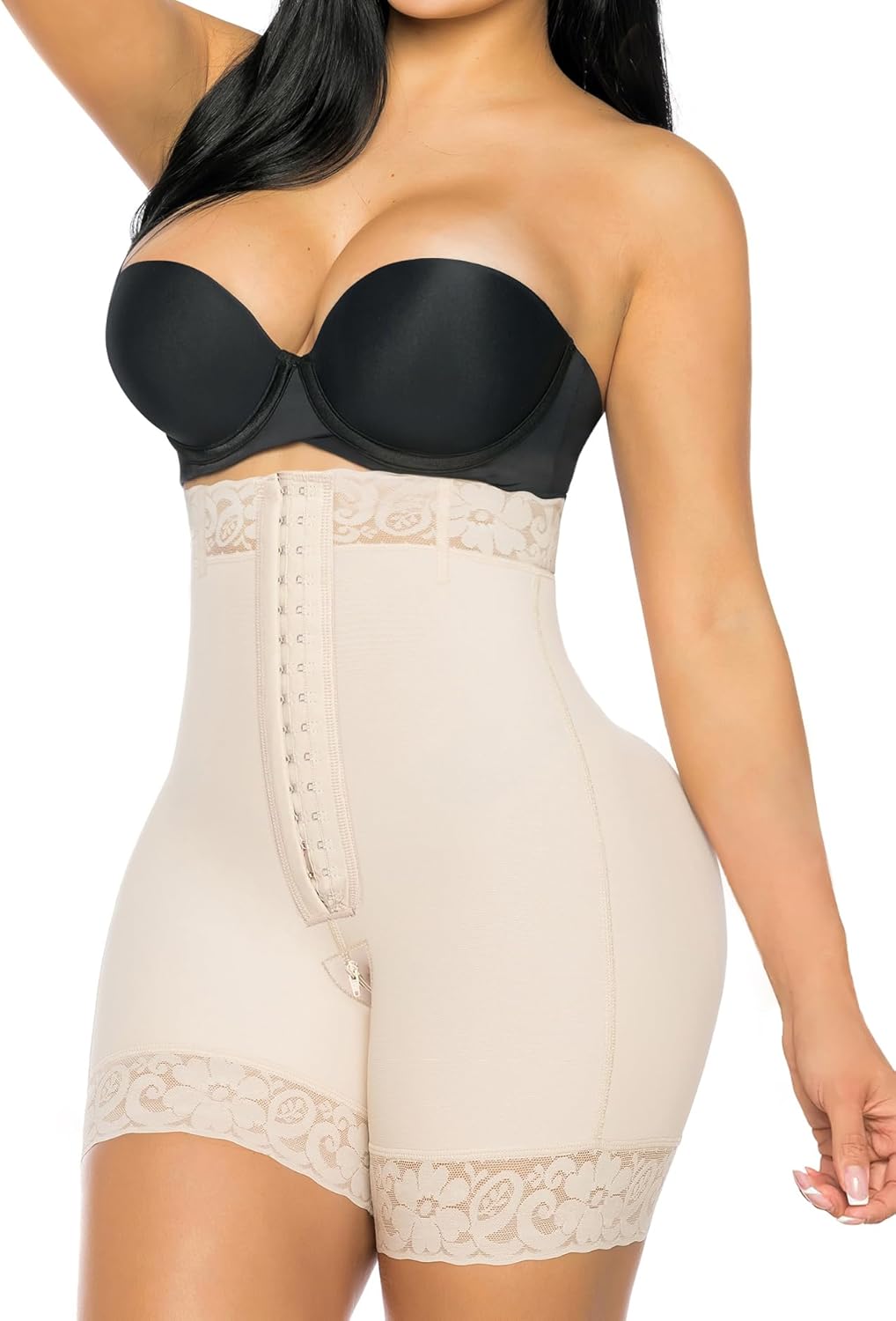 YIANNA Women's Tummy Control Strapless Shapewear - Colombian Body Shaper Shorts with Butt Lifter and Convenient Zipper Crotch for Effortless Style