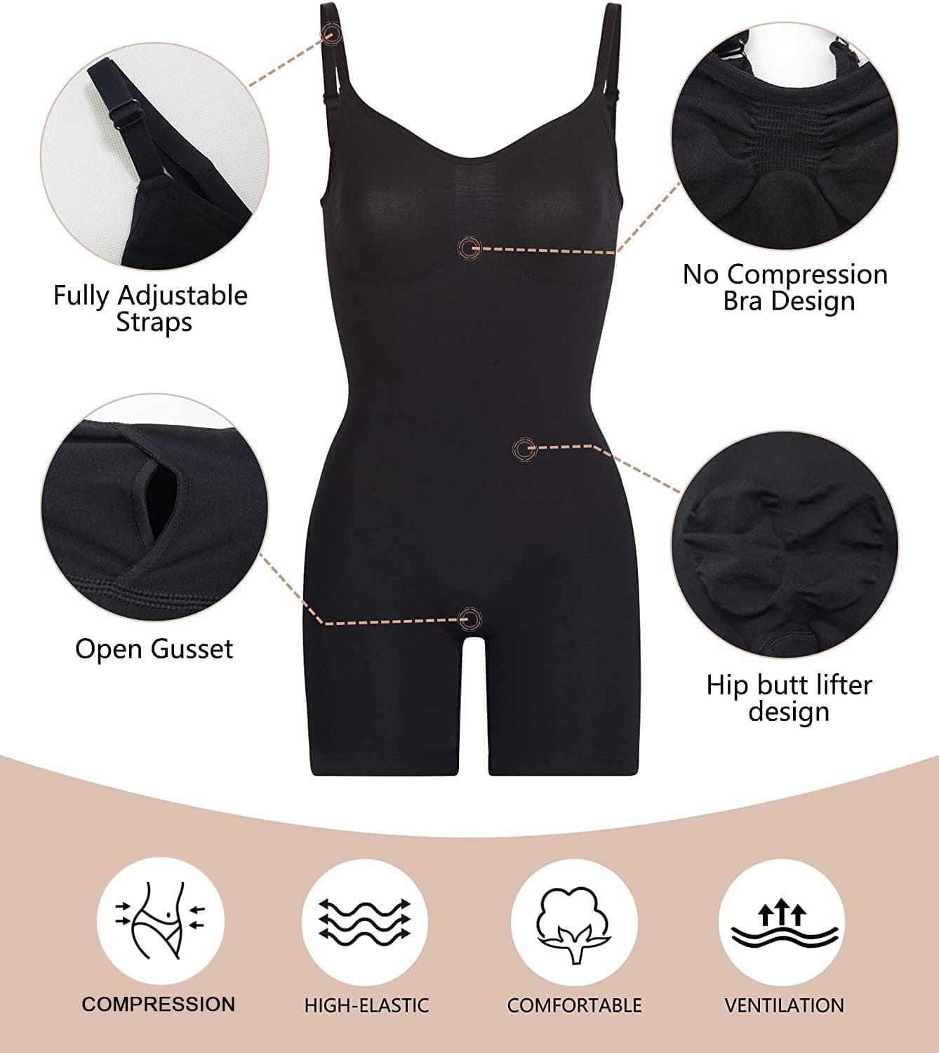 Elevate Your Silhouette with the SHAPERX Women's Seamless Tummy Control Bodysuit - Ultimate Comfort and Style