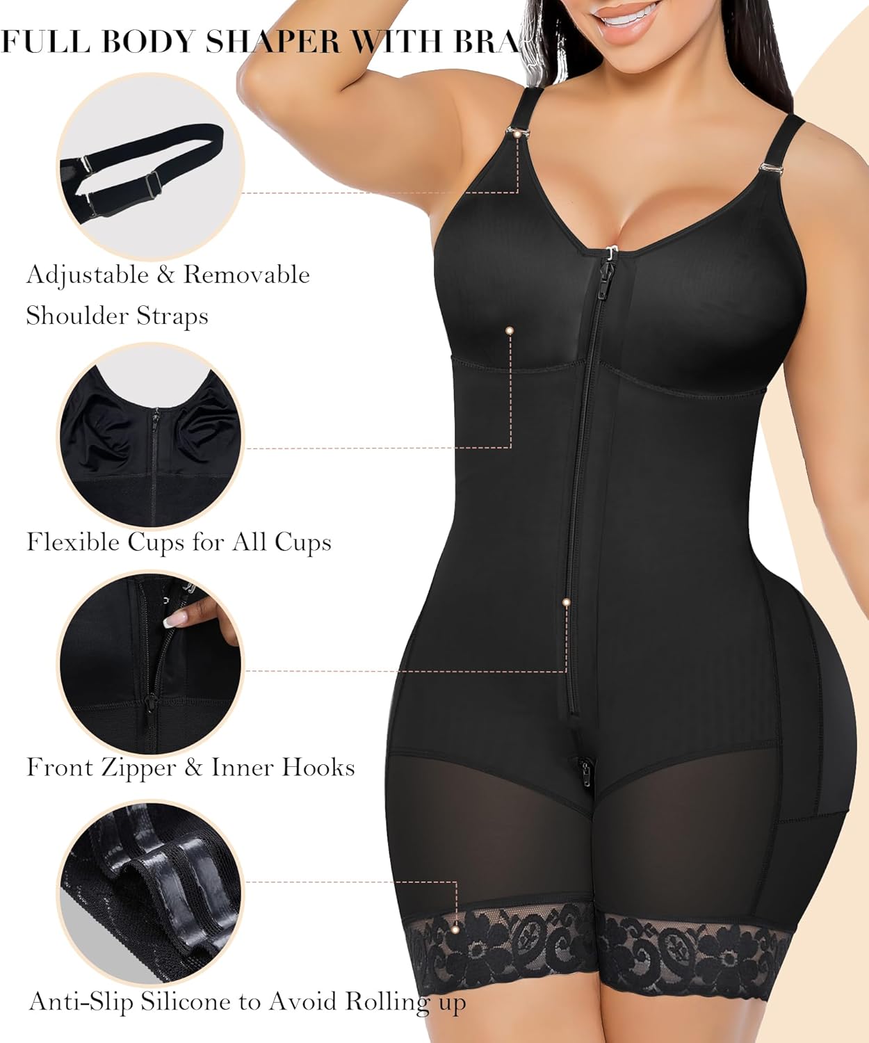 YIANNA Colombian Postpartum Shapewear - Ultimate Tummy Control & Butt Lifter with Easy Access Zipper Crotch