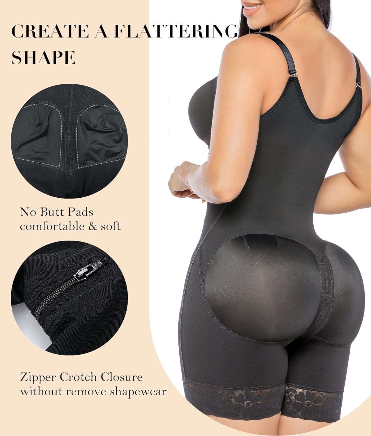 YIANNA Colombian Postpartum Shapewear - Ultimate Tummy Control & Butt Lifter with Easy Access Zipper Crotch