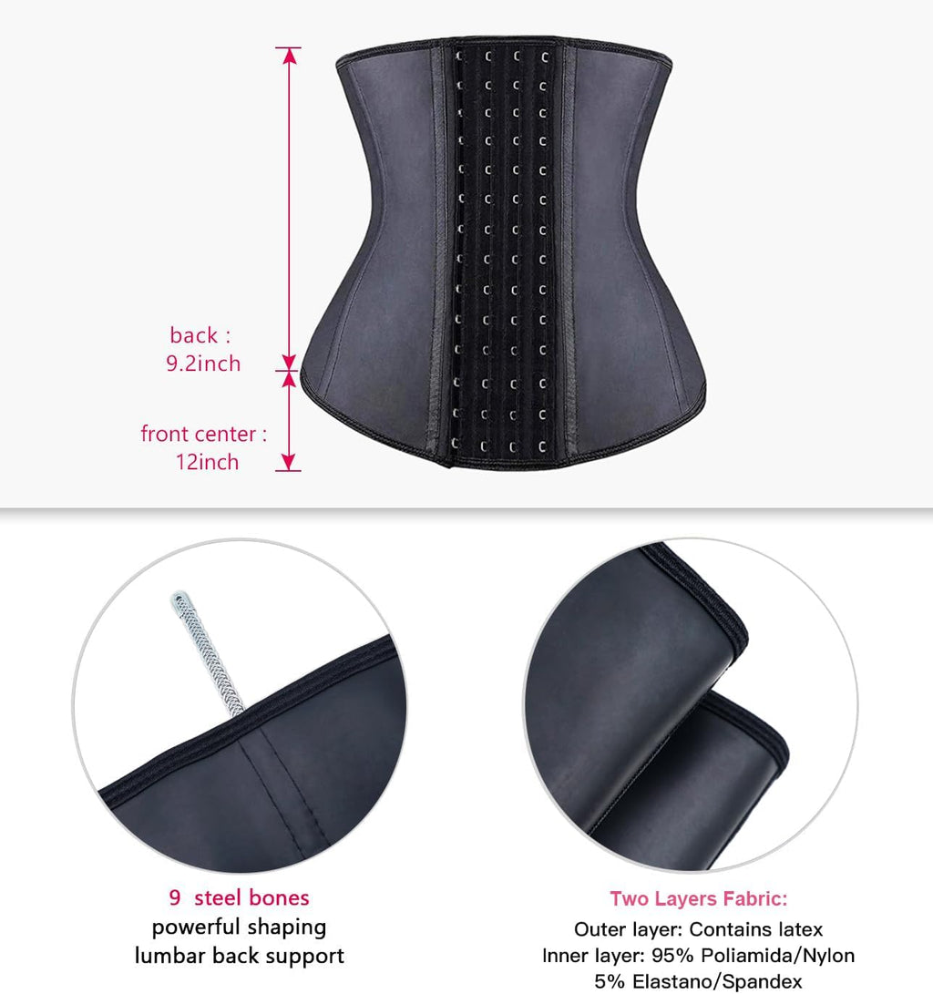 Transform Your Figure with the YIANNA Latex Underbust Waist Trainer - Hourglass Body Shaper with 4 Adjustable Hooks