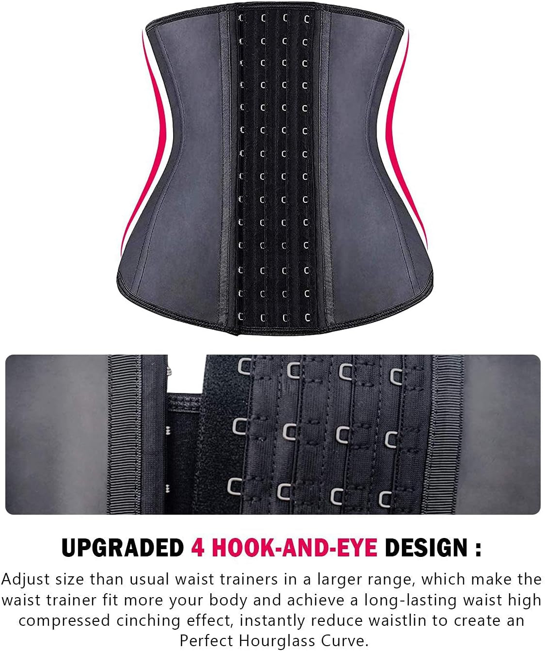 Transform Your Figure with the YIANNA Latex Underbust Waist Trainer - Hourglass Body Shaper with 4 Adjustable Hooks