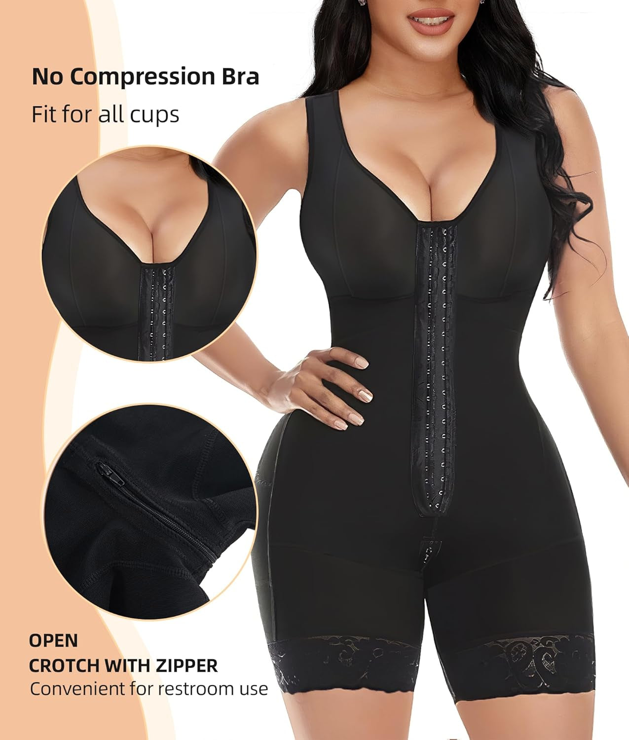 YIANNA Colombian Shapewear for Women - Tummy Control Full Body Shaper with Butt Lifter and Convenient Zipper Crotch