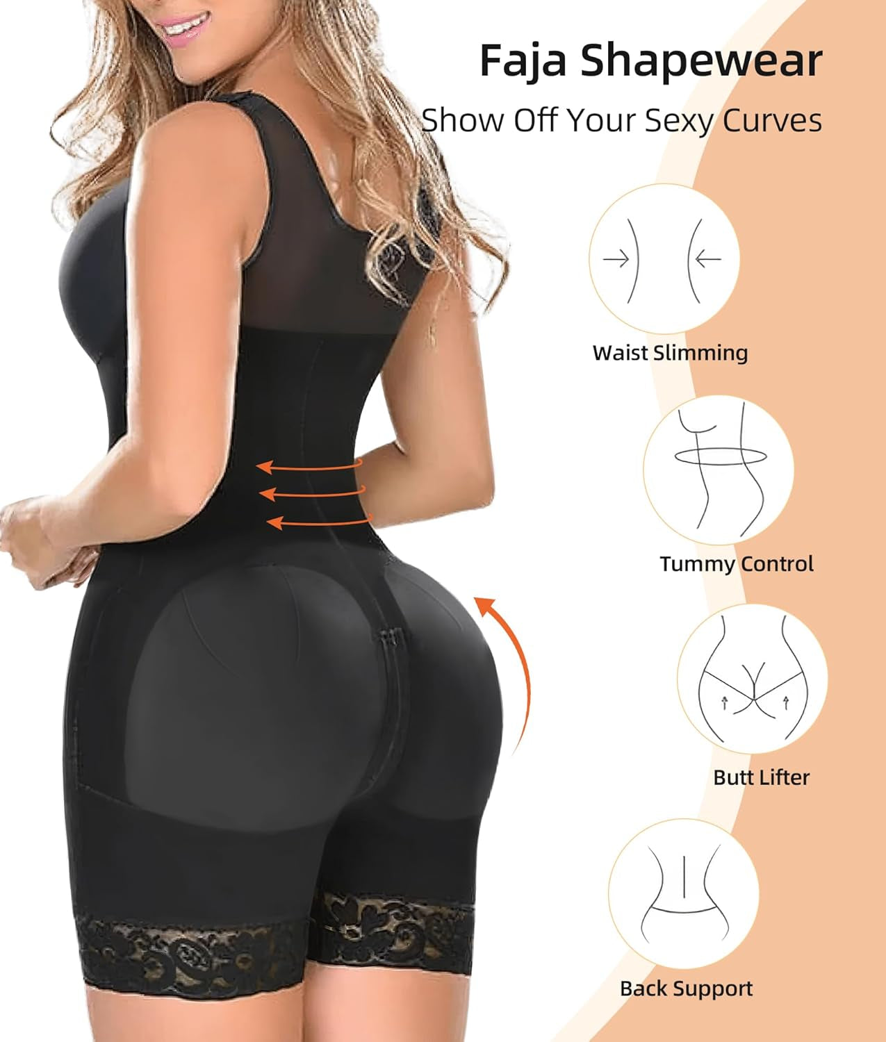 YIANNA Colombian Shapewear for Women - Tummy Control Full Body Shaper with Butt Lifter and Convenient Zipper Crotch